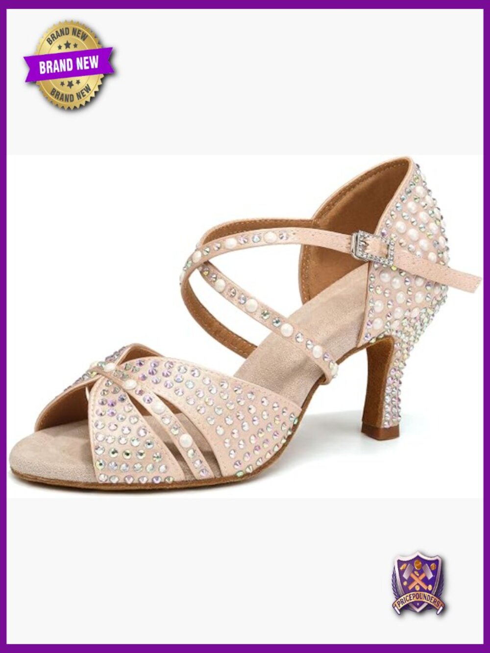 Rhinestone Peep Toe Dance Shoes Salsa Latin Ballroom Heels